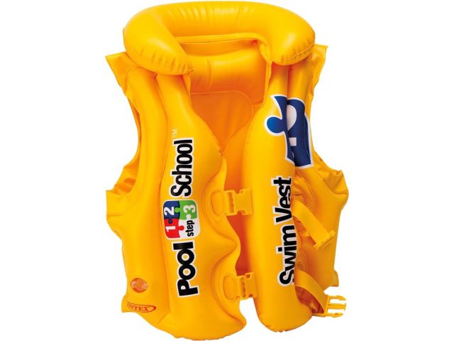 Надувной жилет для плавания Pool School Step 2, 50х47 см, INTEX (от 3 до 6 лет)