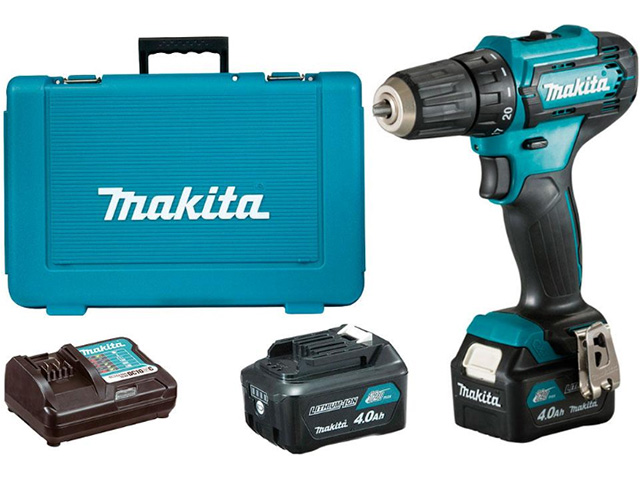 Аккум. дрель-шуруповерт MAKITA DF 333 DWME в чем. (12.0 В, 2 акк., 4.0 А/ч Li-Ion, 2 скор., 30 Нм, шурупы до 8 мм)