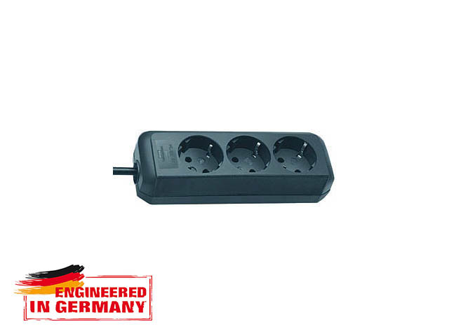 Удлинитель 1.5м (3 роз., 3.3кВт, с/з, ПВС) черный Brennenstuhl Eco-Line (провод 3х1,5мм2, сила тока 16А, с/з - с заземляющим контактом)