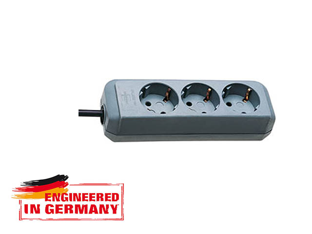 Удлинитель 1.5м (3 роз., 3.3кВт, с/з, ПВС) серебристо-серый Brennenstuhl Eco-Line (провод 3х1,5мм2, сила тока 16А, с/з - с заземляющим контактом)