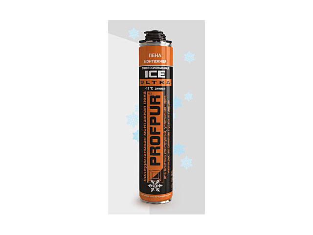 Пена монтажная професс. зимняя PROFPUR ICE ultra (750мл) (Выход до 45л, от -18°C до +35°C)
