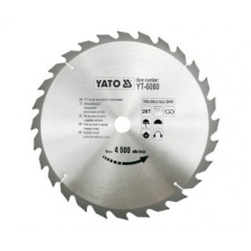 Диск пильный по дереву 350/30 28T с твердосплавными напайками "Yato"